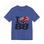 I Heart 88 Racing Tee — Checkered Flag Love Graphic T-Shirt