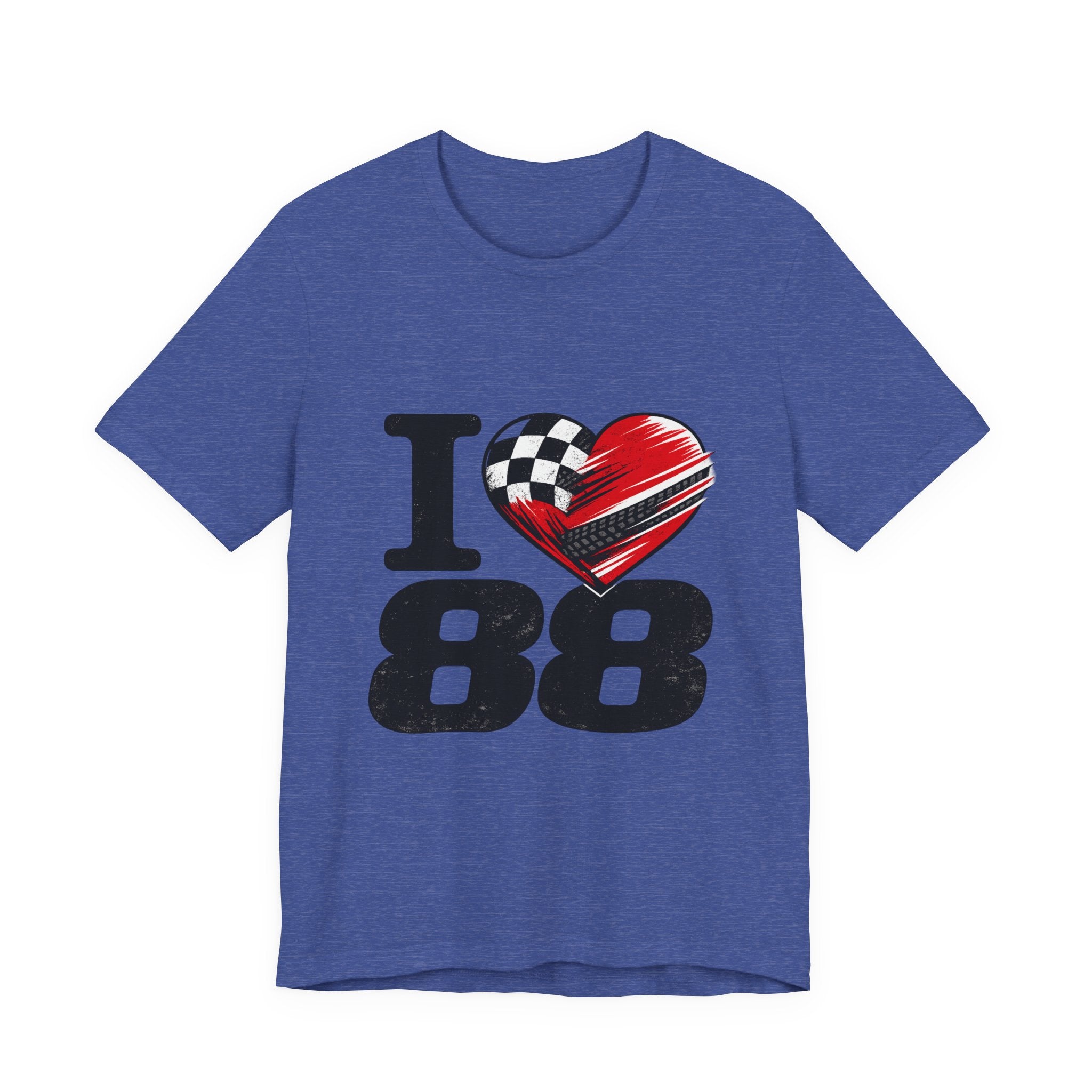 I Heart 88 Racing Tee — Checkered Flag Love Graphic T-Shirt