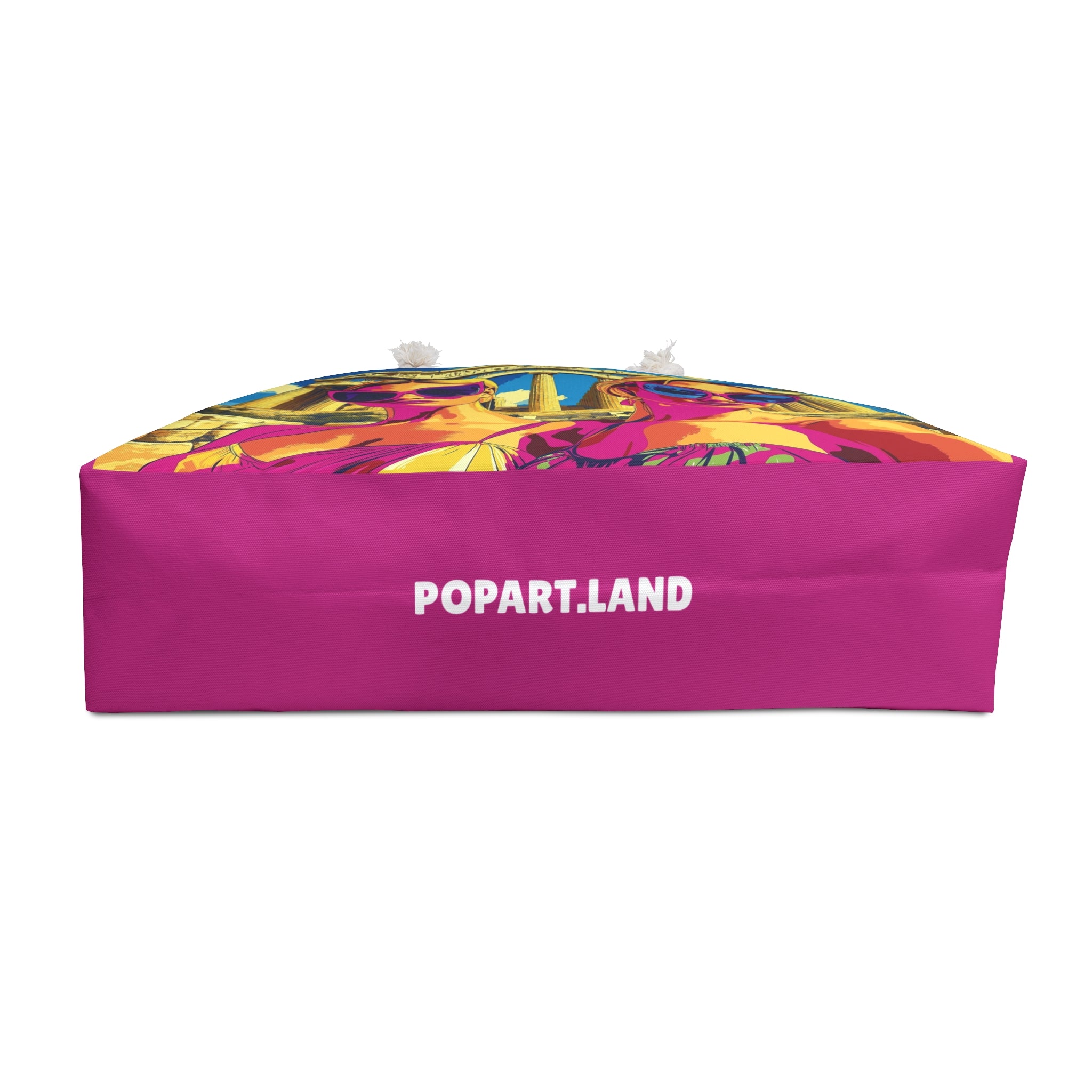 Colorful top with a pink base featuring 'POPART.LAND' on a white background