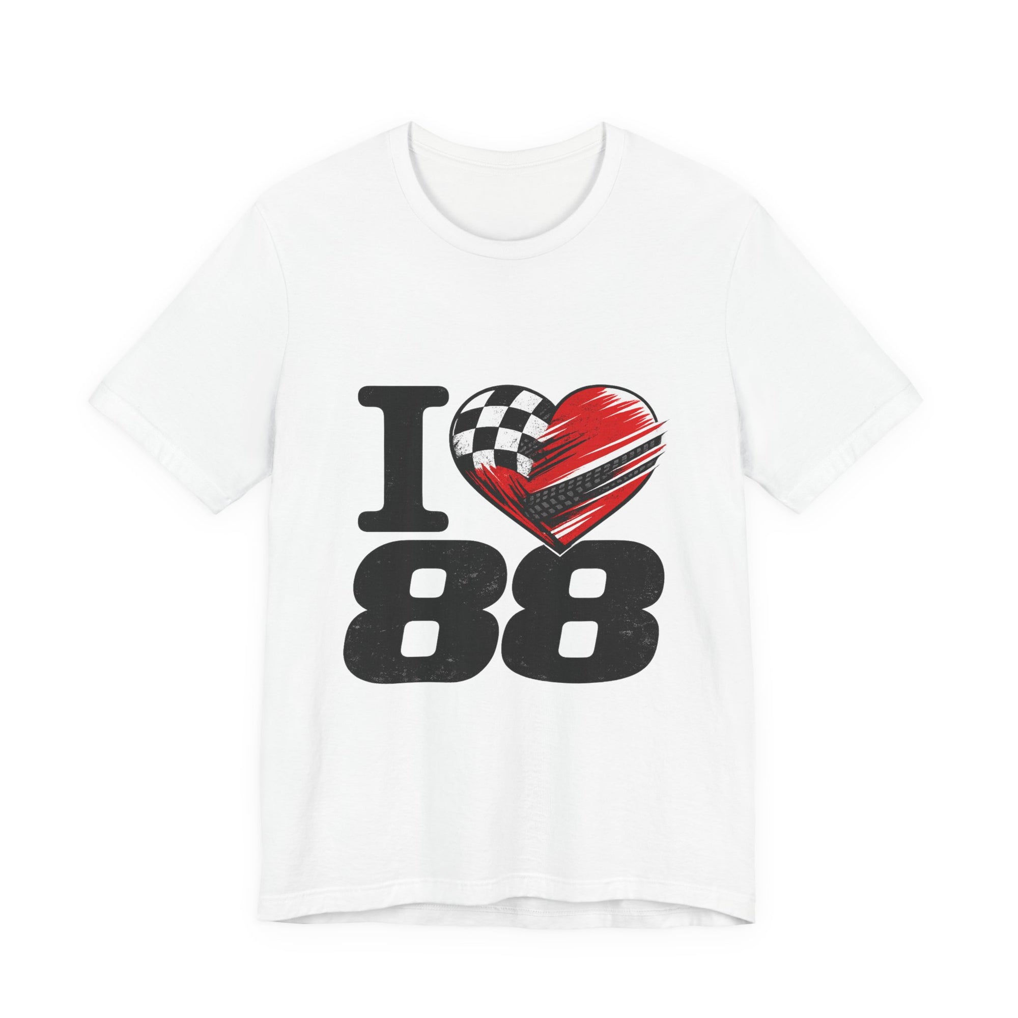 I Heart 88 Racing Tee — Checkered Flag Love Graphic T-Shirt