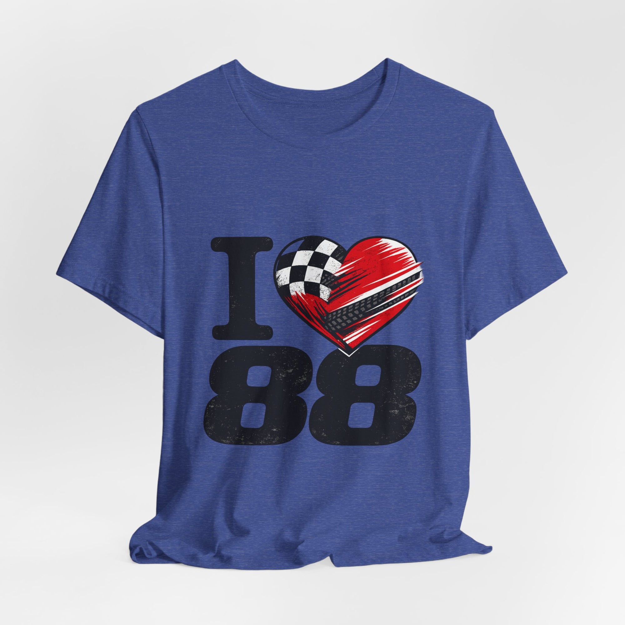 I Heart 88 Racing Tee — Checkered Flag Love Graphic T-Shirt