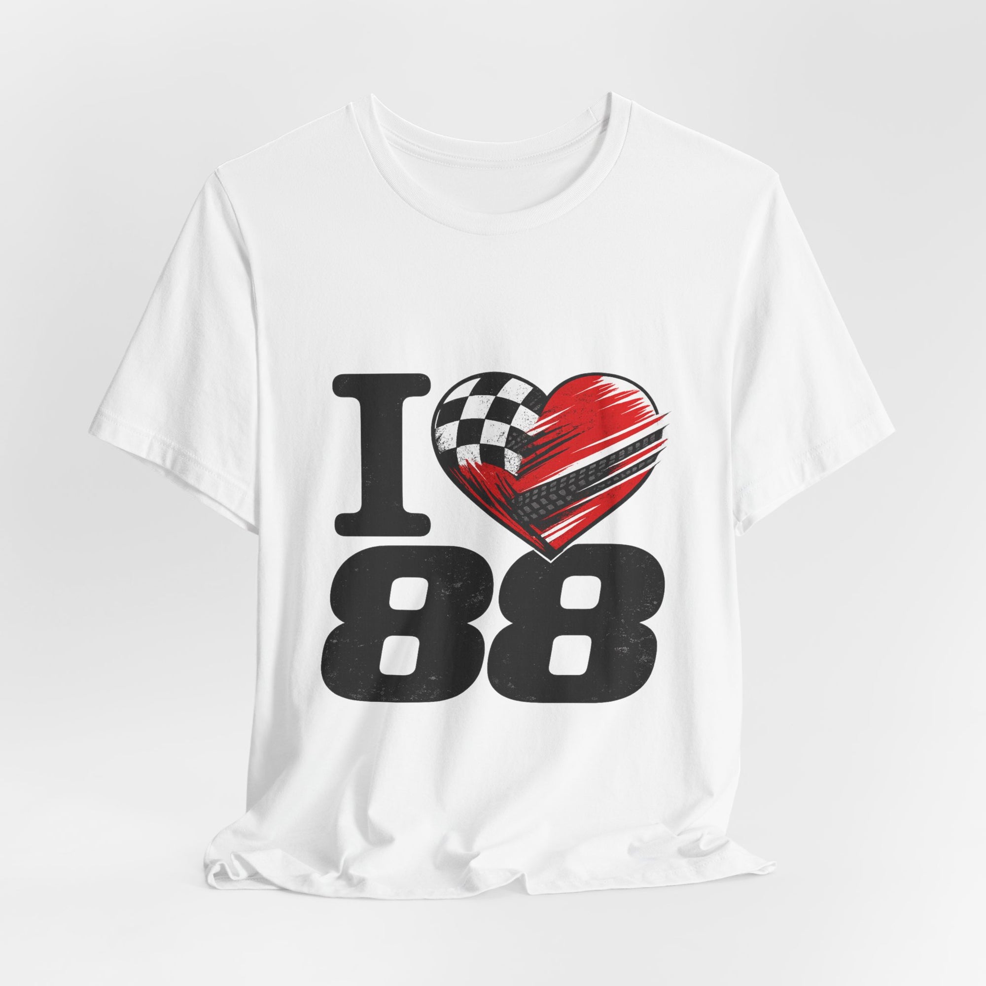 I Heart 88 Racing Tee — Checkered Flag Love Graphic T-Shirt